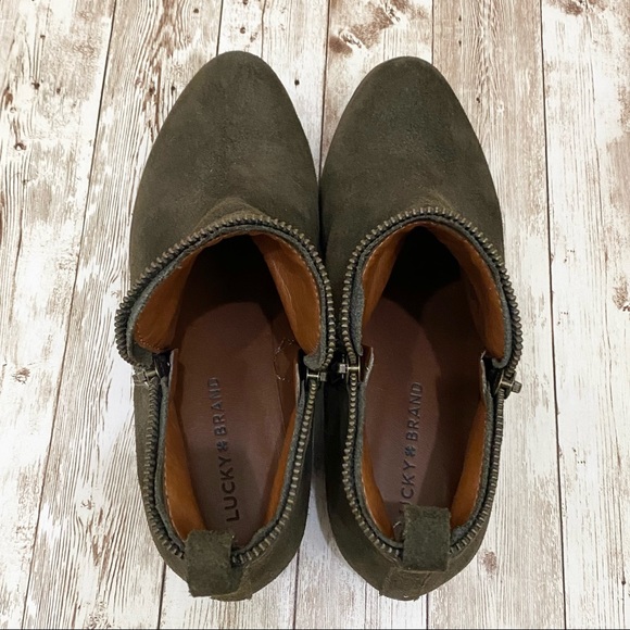 Lucky Brand “Bartalino” Olive Suede Leather Bootie - Picture 9 of 13